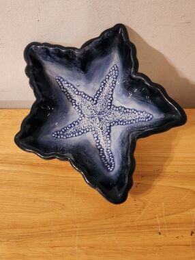 Starfish Ocean Beach Decor Ceramic Bowl Trinket Bath Nautical Dish